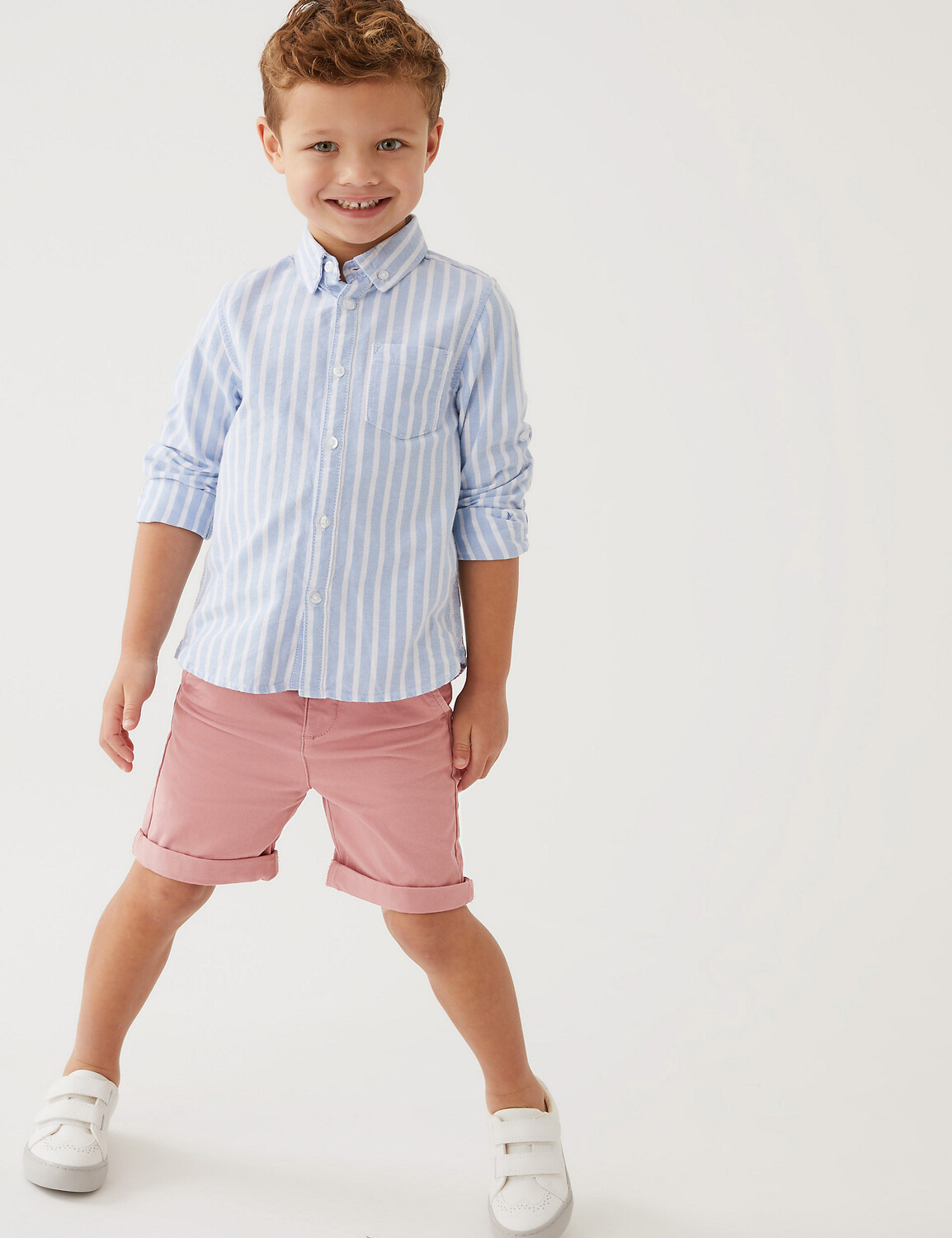 

Хлопковые шорты-чиносы (2–8 лет) Marks & Spencer, розовый