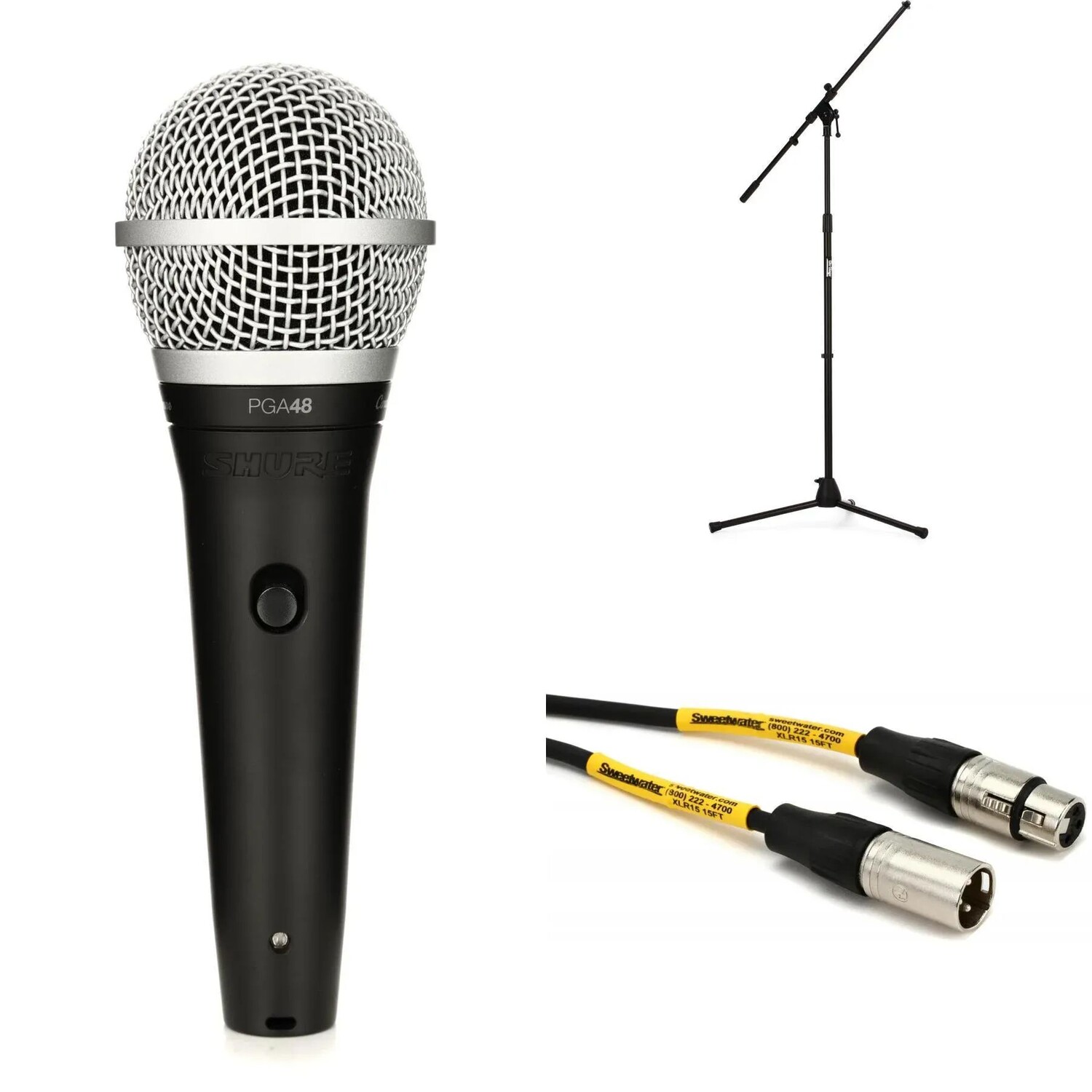 

Комплект кардиоидного динамического микрофона Shure PGA48 со стойкой и кабелем