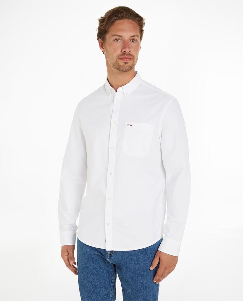 Мужская рубашка стандартного кроя с длинными рукавами Tommy Jeans, белый рубашка из ткани оксфорд с вышитым логотипом l разноцветный