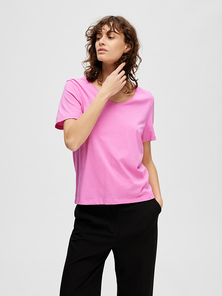 

Футболка SELECTED FEMME Essential, розовый