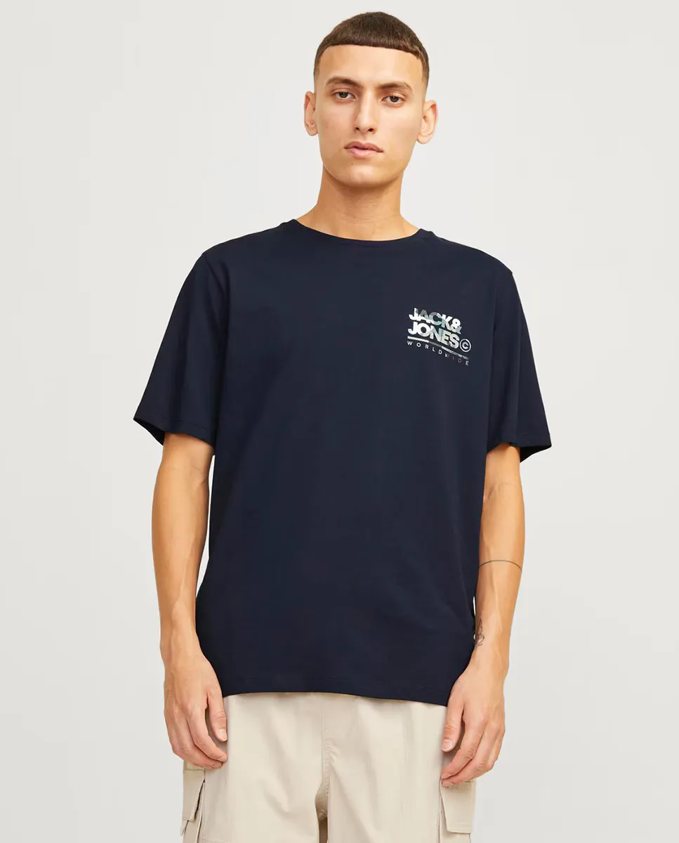 

Мужская футболка с коротким рукавом и принтом спереди для мужчин Jack & Jones, синий
