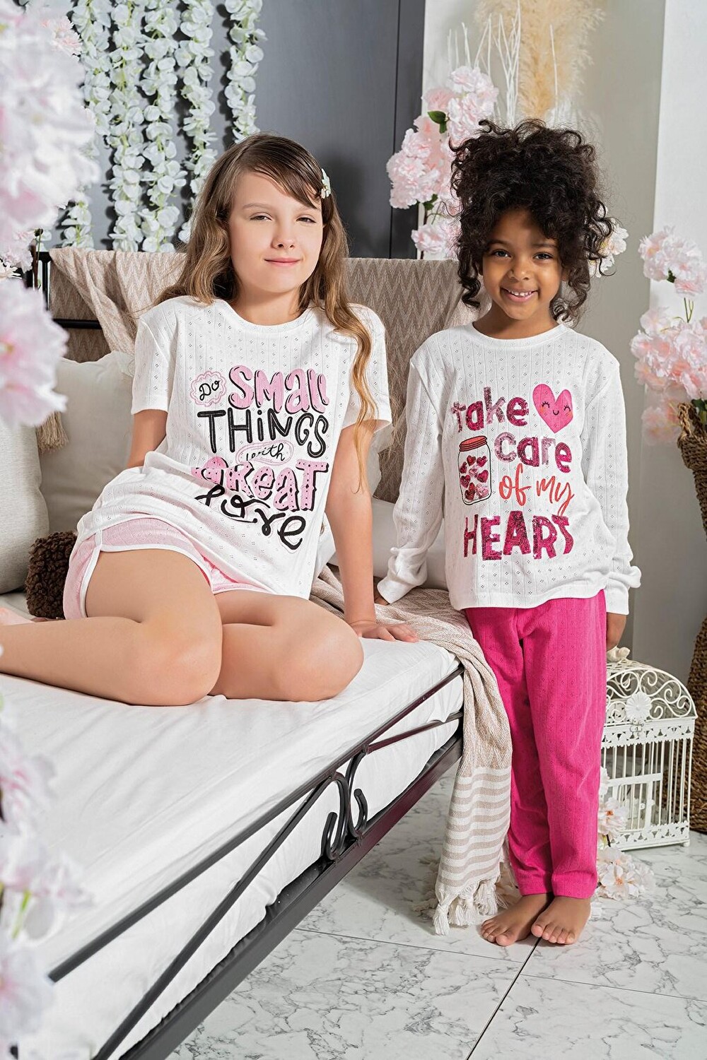 

Пижамный комплект из 4 предметов с узором Great Love Take Care For You Kids
