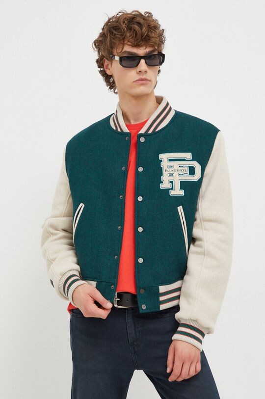 

Шерстяной бомбер Varsity Jacket Filling Pieces, зеленый
