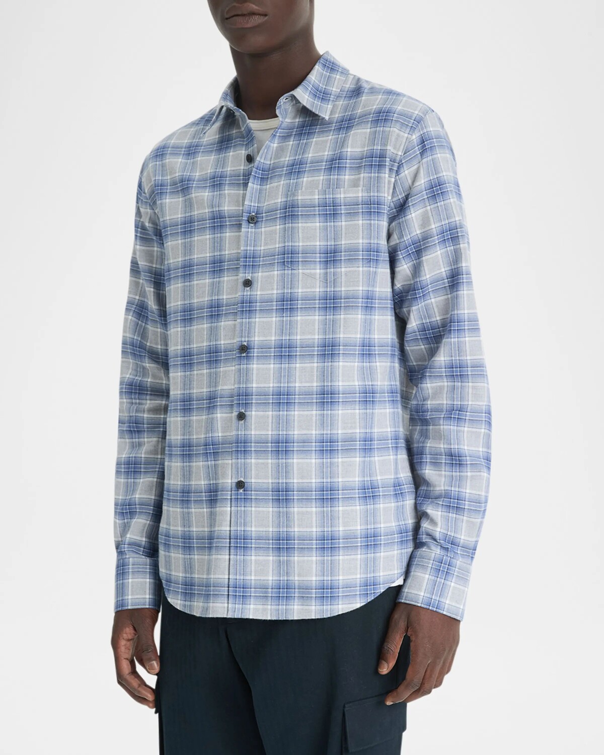 

Мужская спортивная рубашка в клетку Vineyard Vince, цвет Light Iron/Faded Cobalt