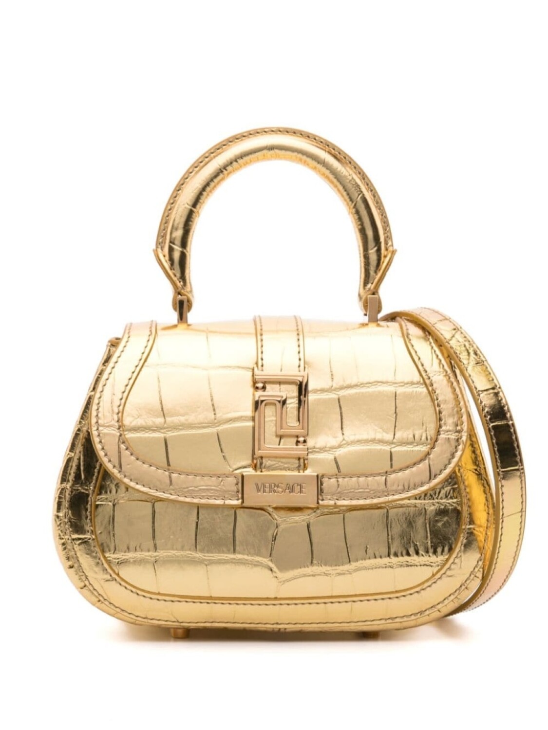 

Versace мини-сумка Greca Goddess с эффектом металлик, золотистый