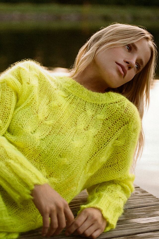 

Свитер Posey Stitchy Anthropologie рваный, желтый