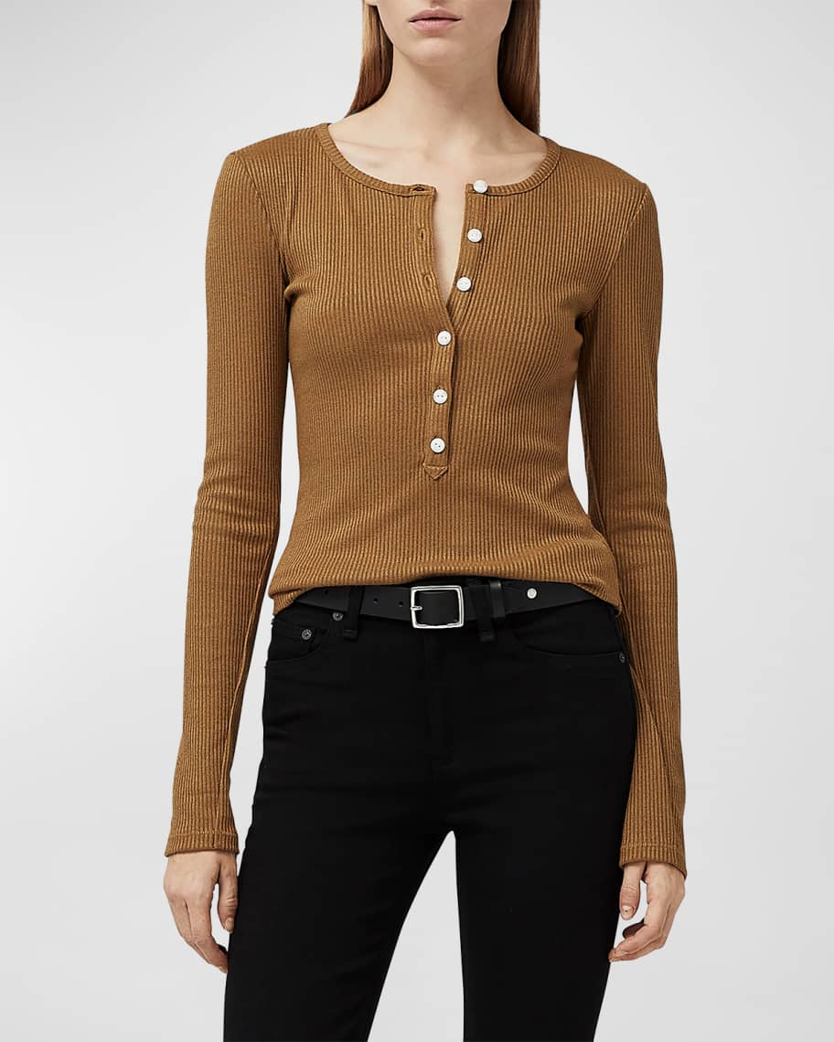 

Трикотажный топ Henley в рубчик Rag & Bone