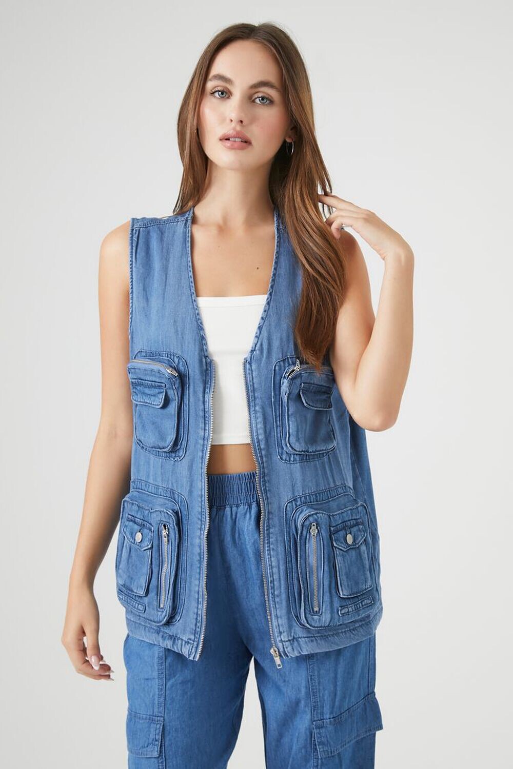 

Универсальный удлиненный жилет Forever 21, деним