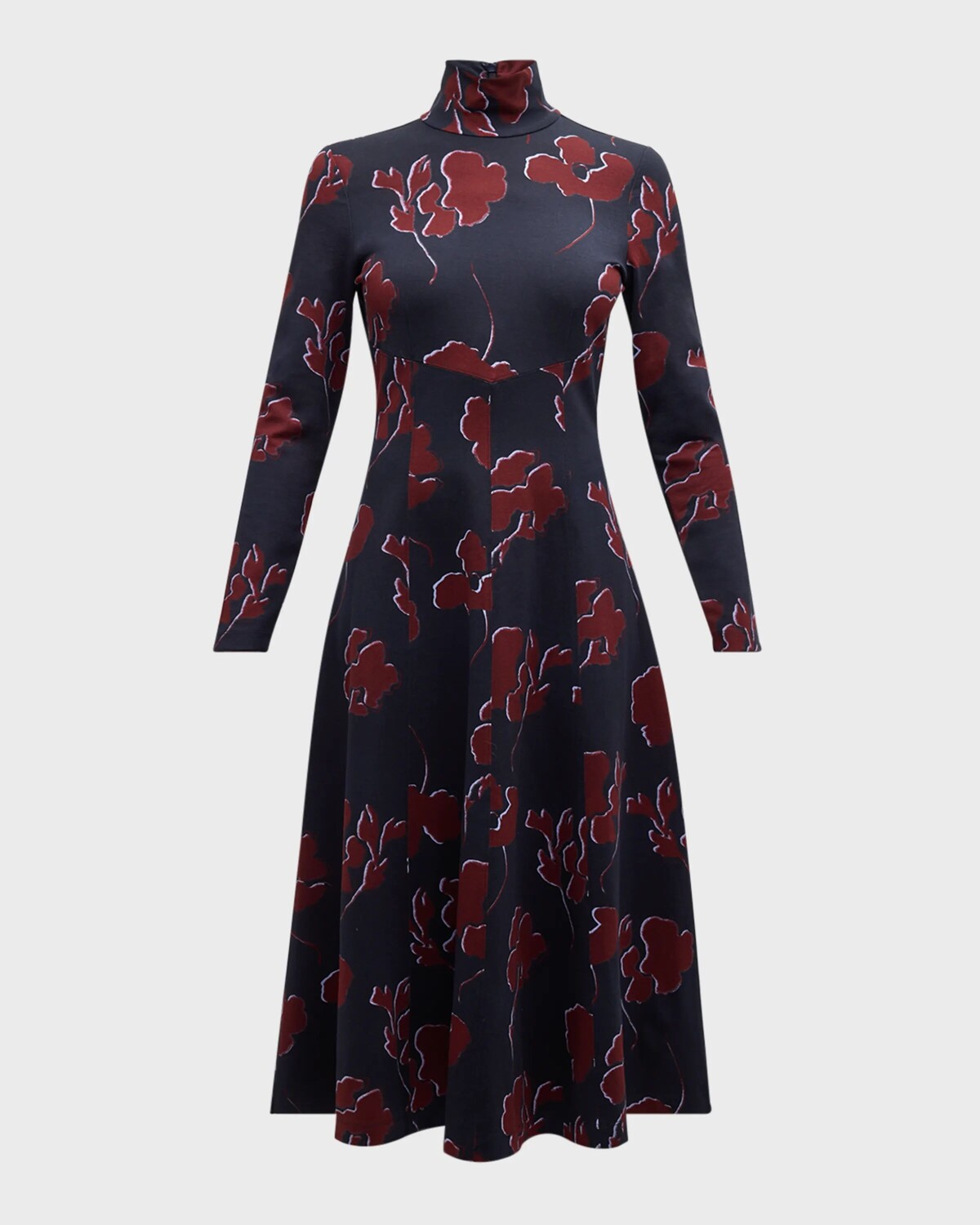 

Платье миди с длинными рукавами и цветочным принтом Thea Tanya Taylor, цвет Dark Navy/ Mulberry Multi