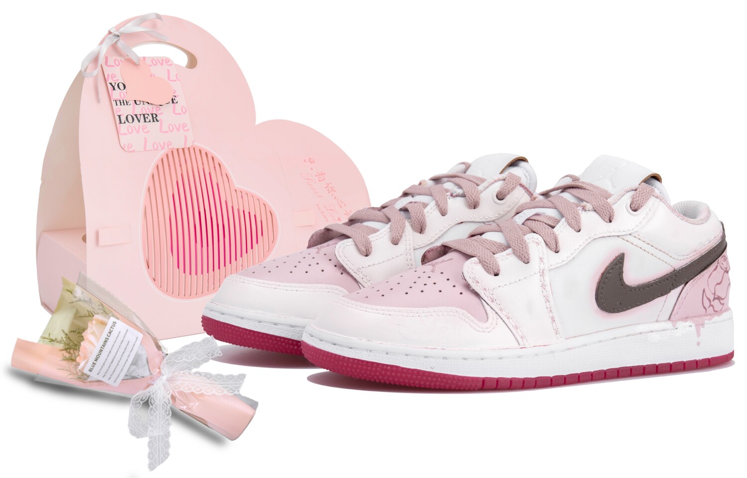 

Кроссовки Air Jordan 1 Vintage Basketball Shoes Women's Low-top White/pink, розовый