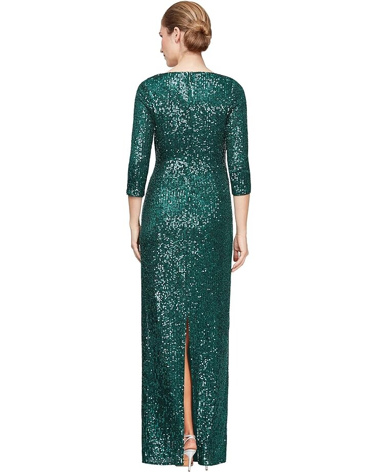 

Платье Alex Evenings Long Sequin Column Dress with Knot Front Detail, цвет Emerald Sequin