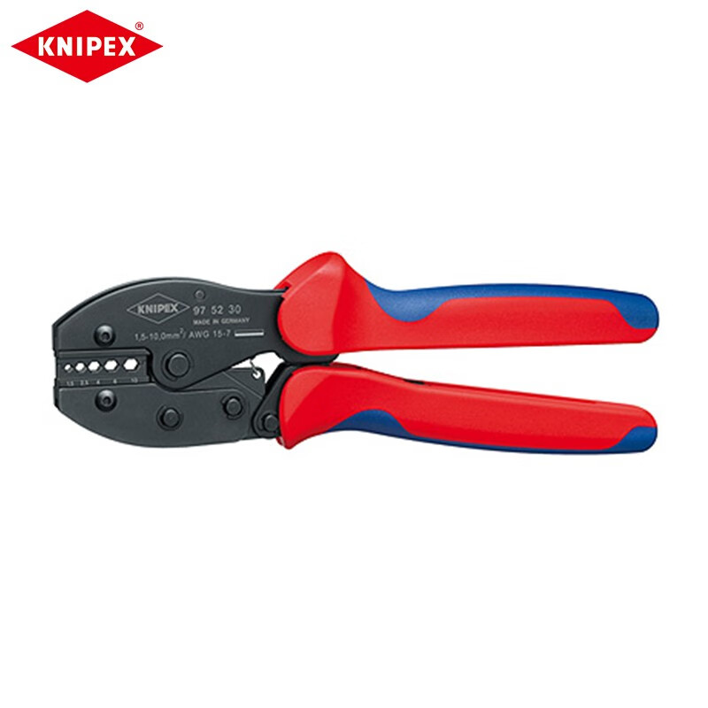 KNIPEX экономичные обжимные клещи с храповым механизмом, обжимные клещи для клемм, клещи для холодного прессования, голые клеммы 97 52 30 по индивидуальному заказу (срок поставки 4-8 недель)