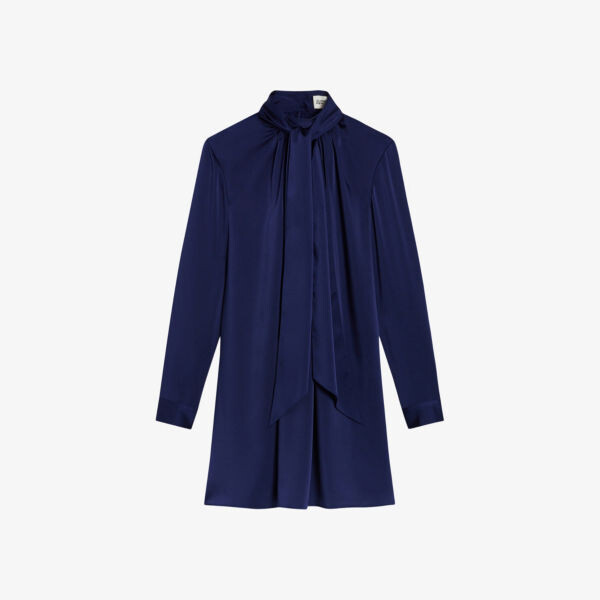 

Тканое мини-платье с завязками и длинными рукавами Claudie Pierlot, цвет bleus