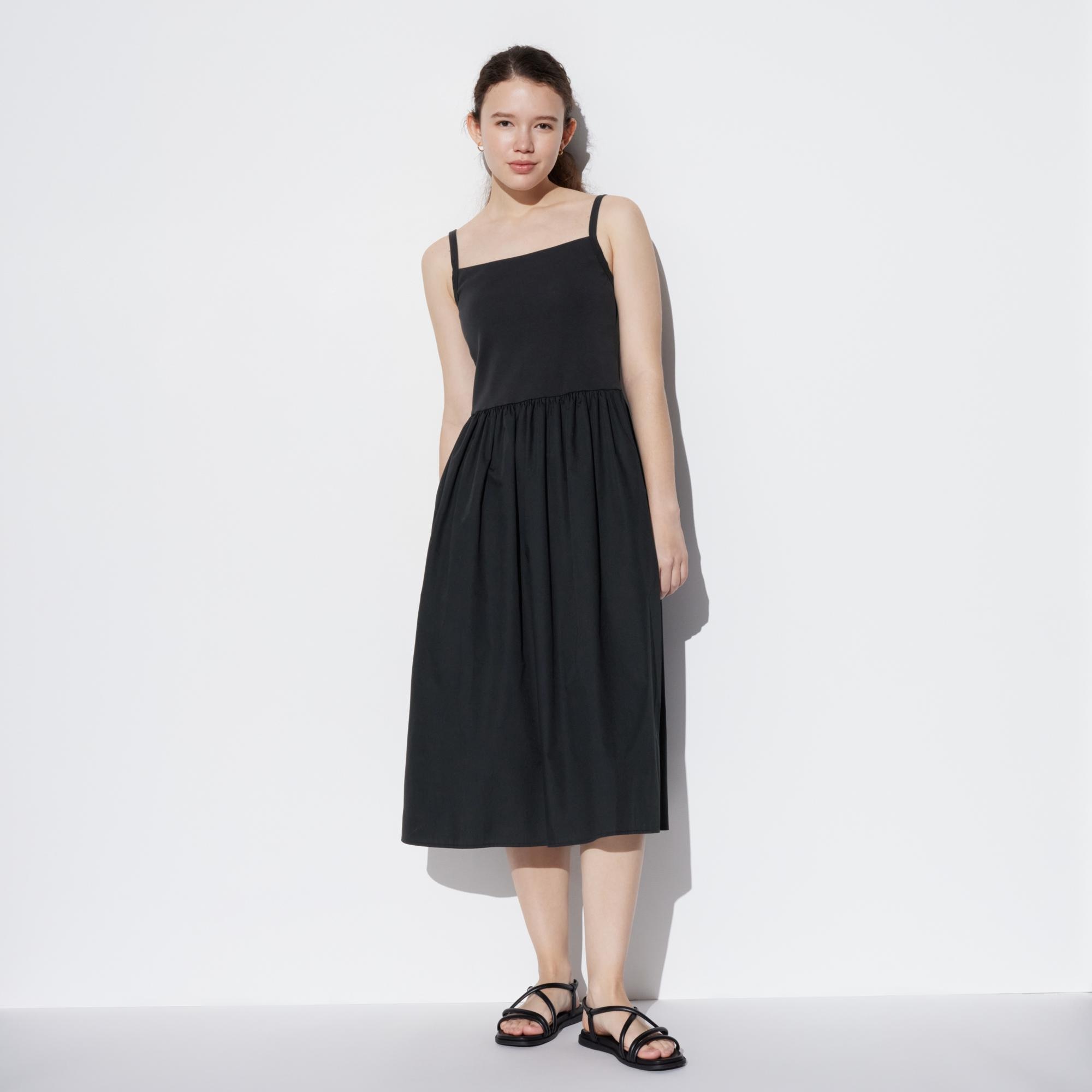 Платье-бретелька комбинированное с бюстгальтером (короткая длина 106,5-116см) UNIQLO, черный юбка великолепное обаяние