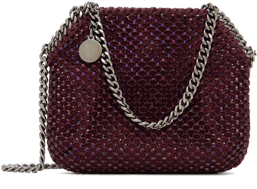 

Бордовая мини-тоут в сетку с кристаллами Falabella Stella Mccartney