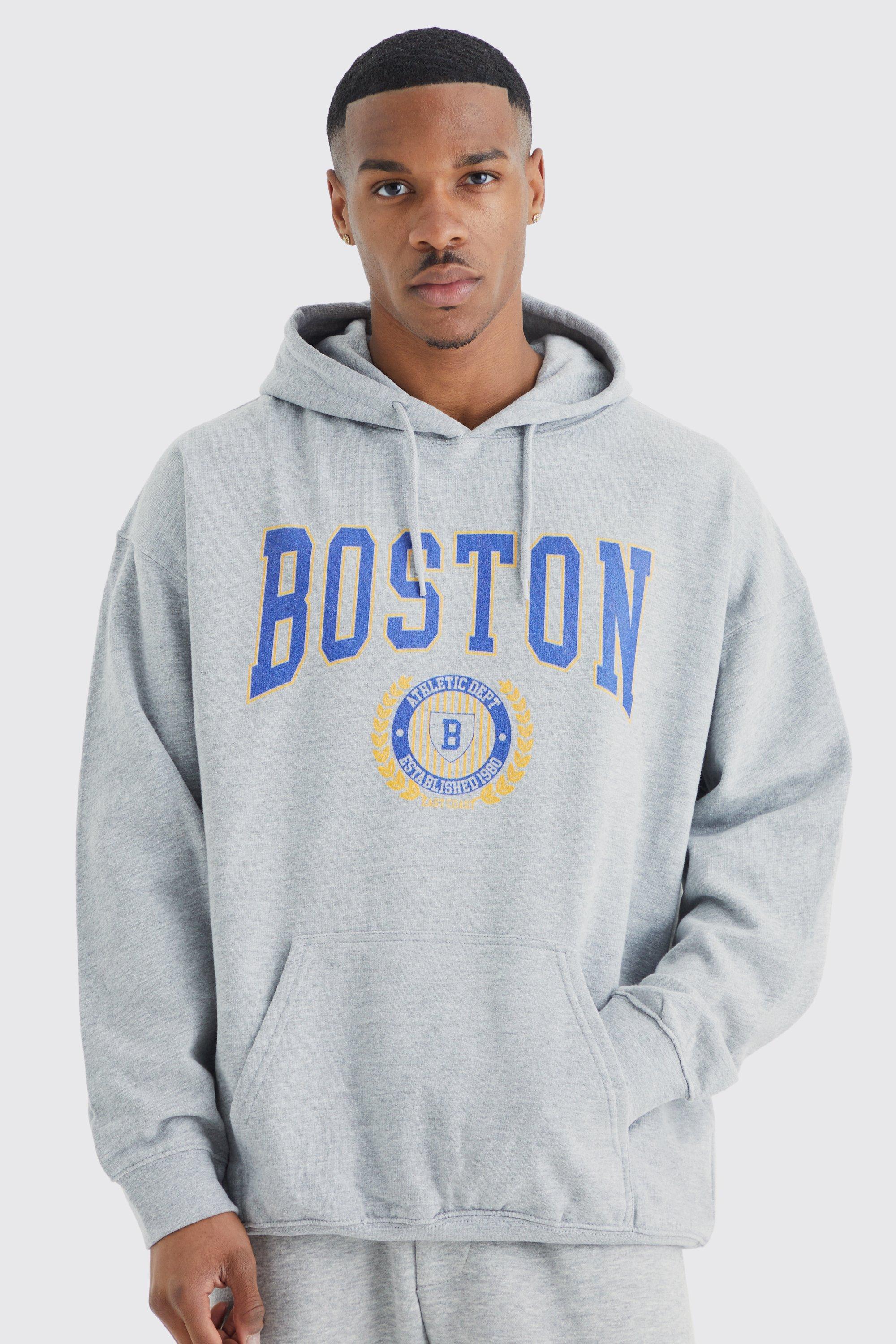 

Худи оверсайз boston varsity Boohoo, серый