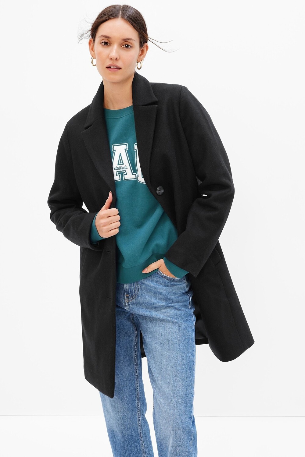 

Длинное пальто Gap, черный