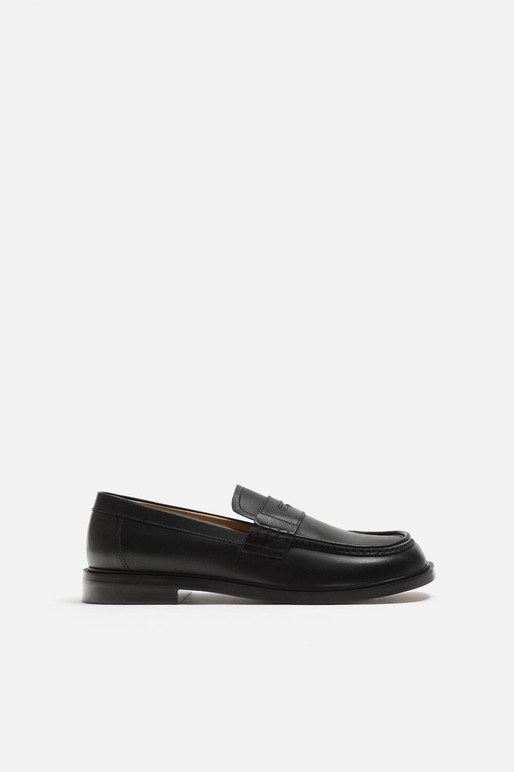Кожаные лоферы с ремешком пенни ZARA, черный