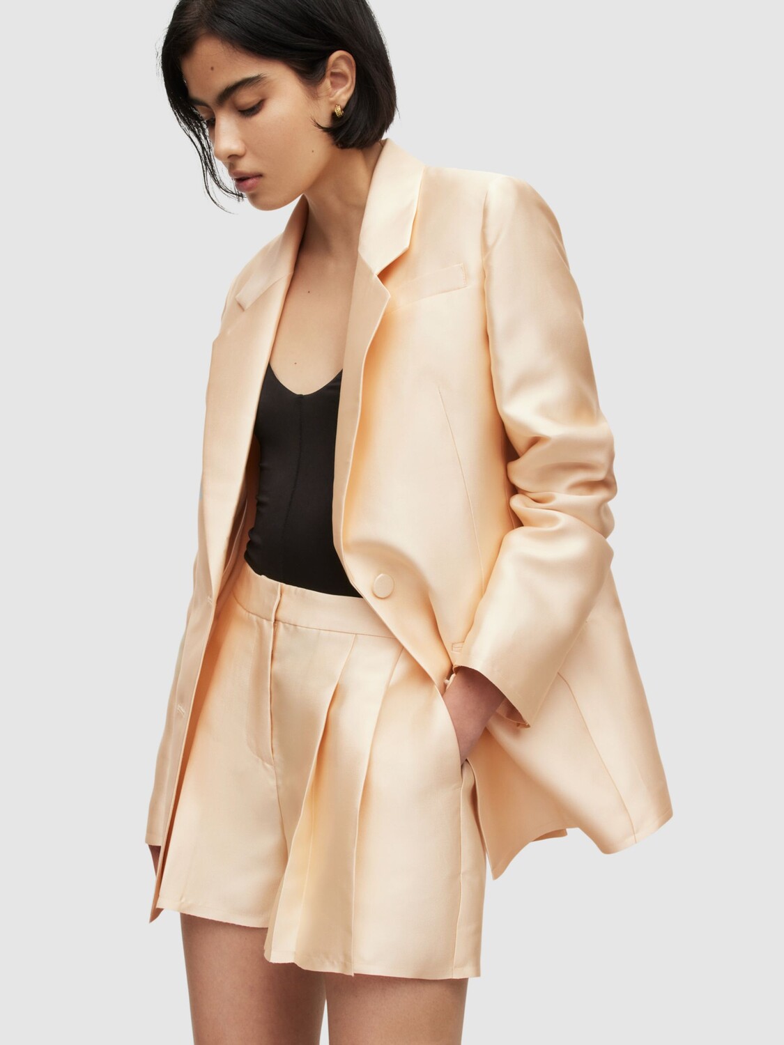 

Однобортный блейзер AllSaints London Shimmer, золотой