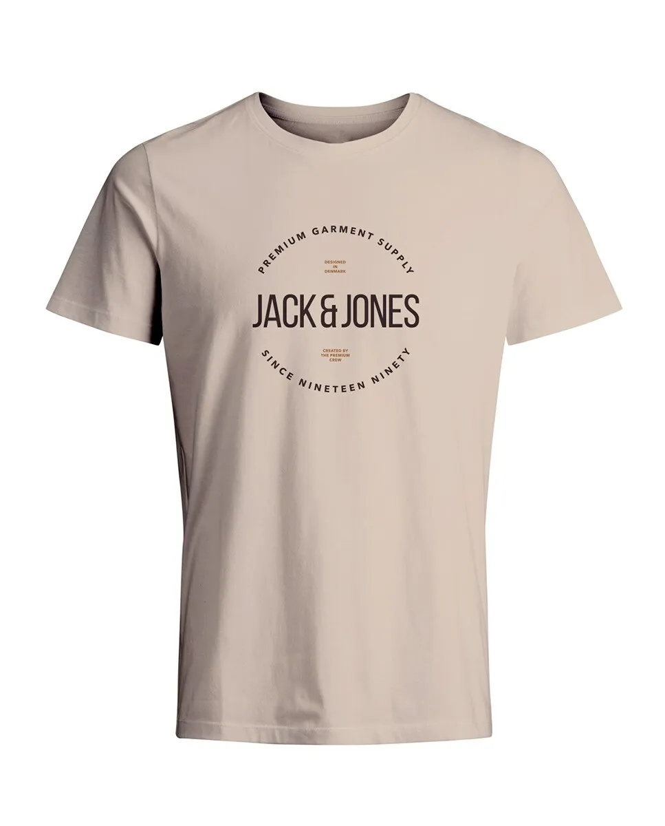 

Мужская футболка с короткими рукавами и трафаретным логотипом сбоку Jack & Jones, светло-коричневый
