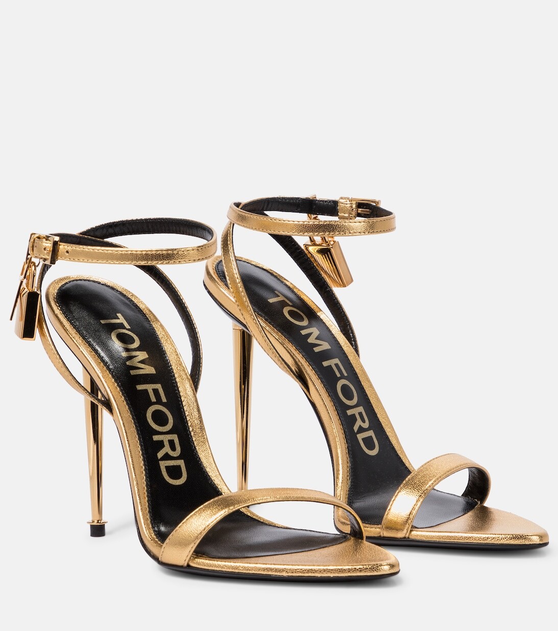 

Кожаные сандалии с замком Tom Ford, золотой