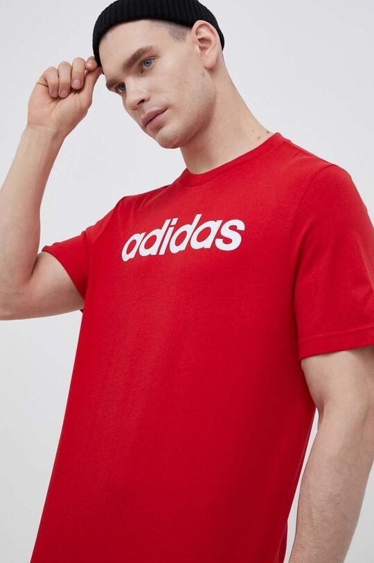 

Хлопковая футболка adidas, красный