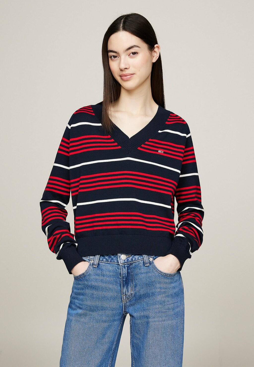 

Джемпер V-NECK STRIPE Tommy Jeans, светло-голубой