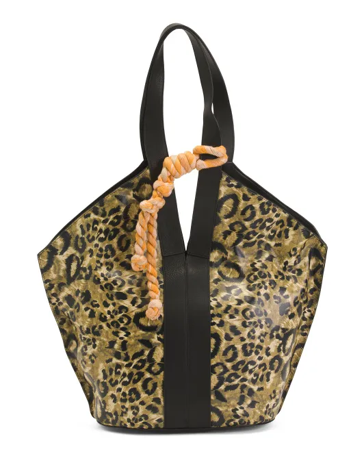 

Кожаная сумка-тоут Afina с леопардовым принтом Vince Camuto, цвет Animal Print