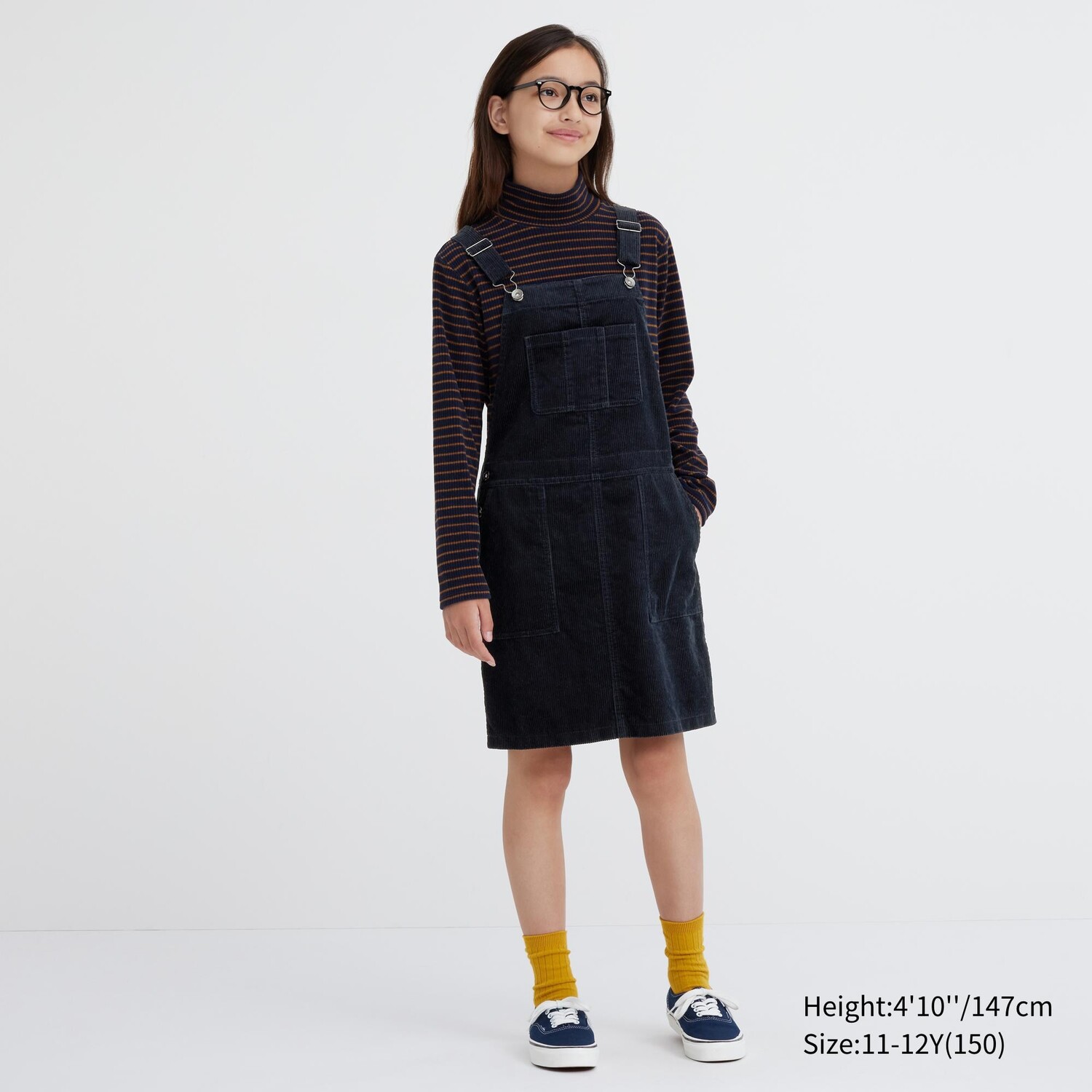 

Вельветовый сарафан для девочек Uniqlo, темно-синий