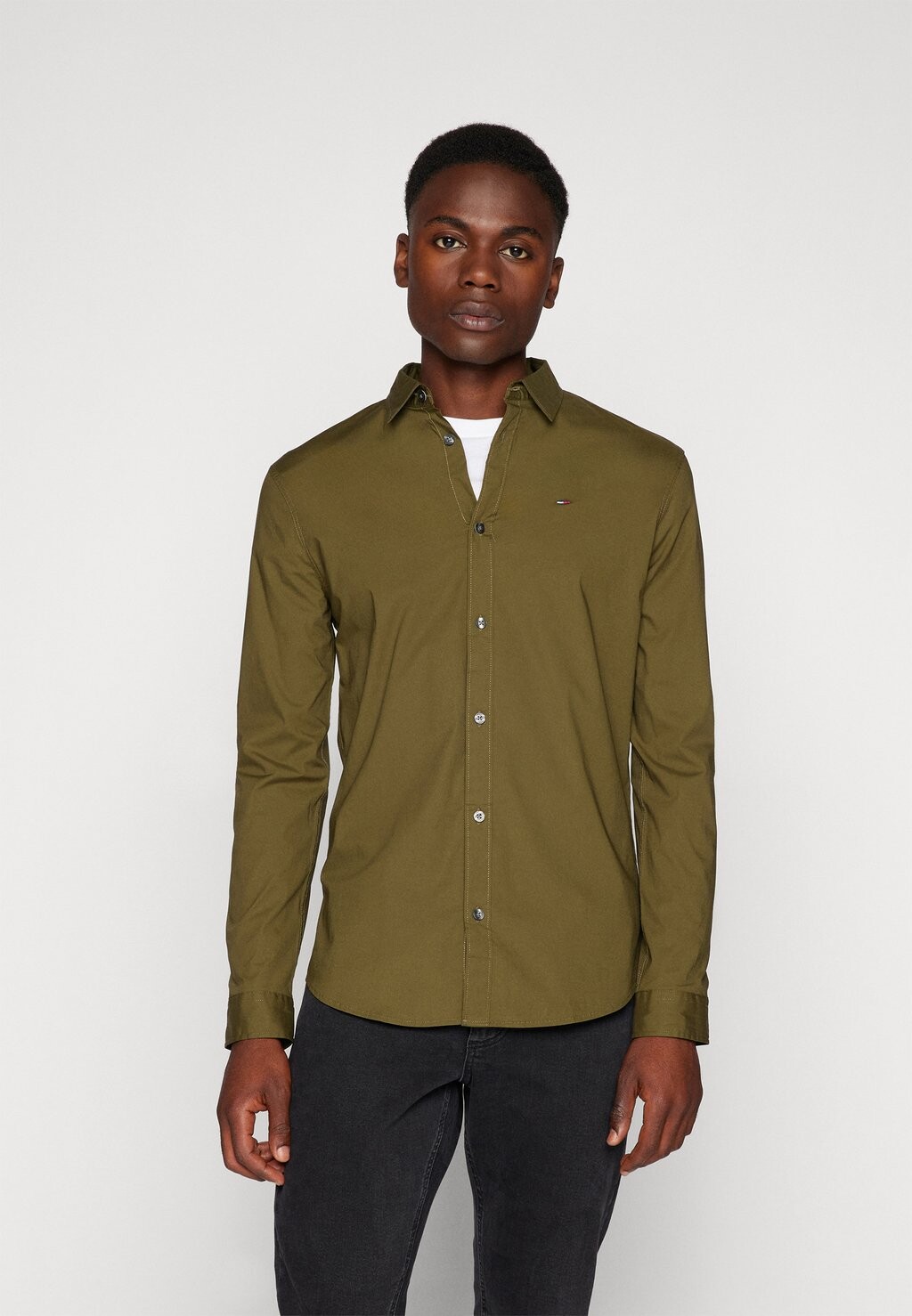 

Рубашка Original Stretch Shirt Tommy Jeans, цвет drab olive green