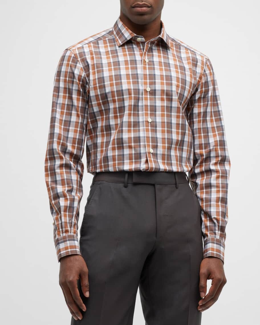 

Мужская хлопковая спортивная рубашка в клетку ZEGNA