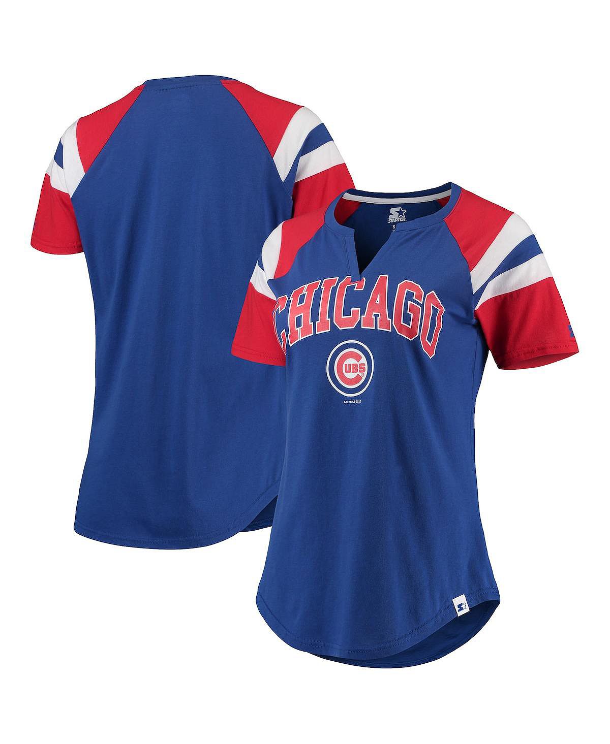 Женская футболка Royal и Red Chicago Cubs Game с вырезом реглан Starter цена и фото