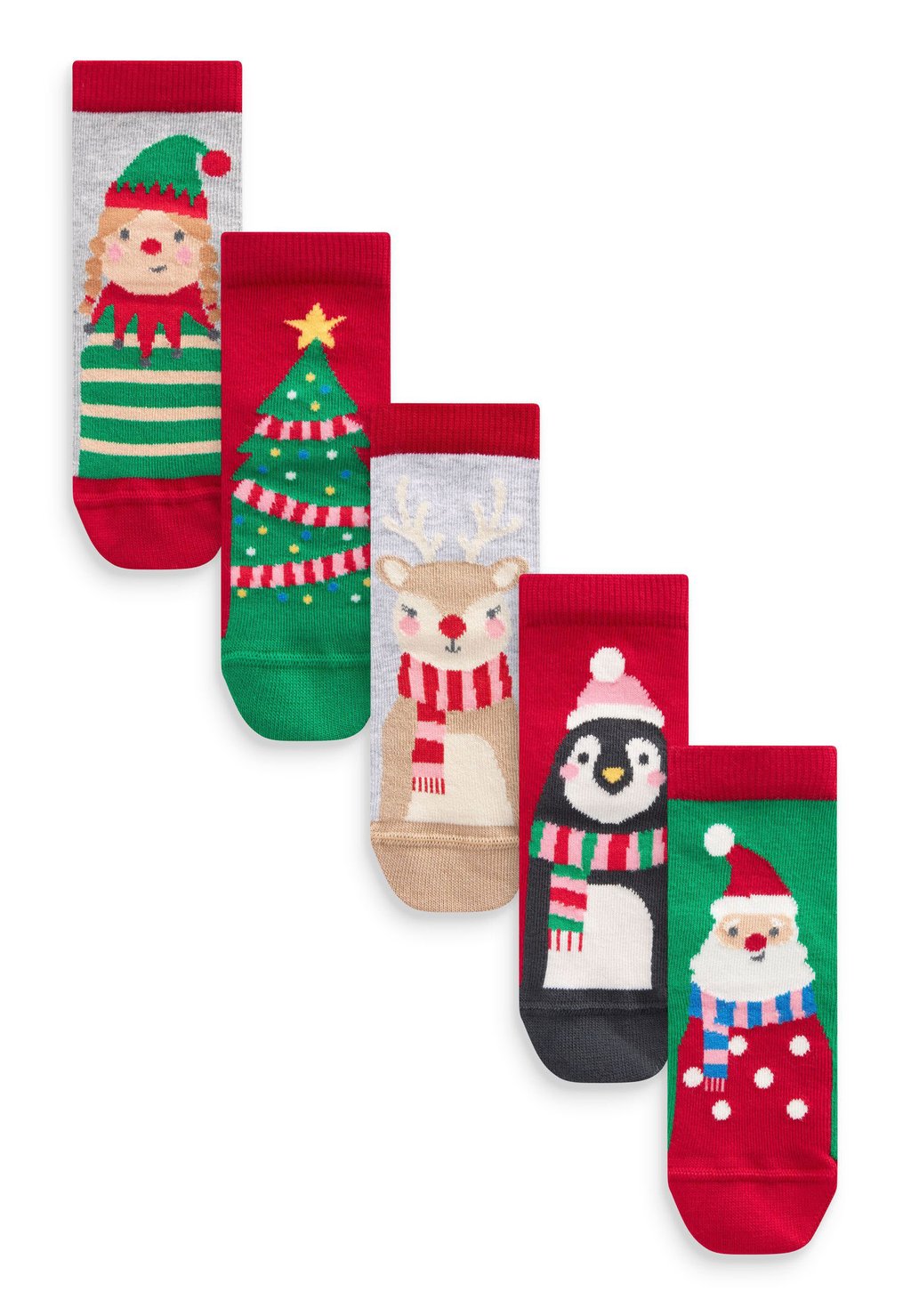 Носки 5 Pack Rich Christmas Character Ankle Next, цвет red green