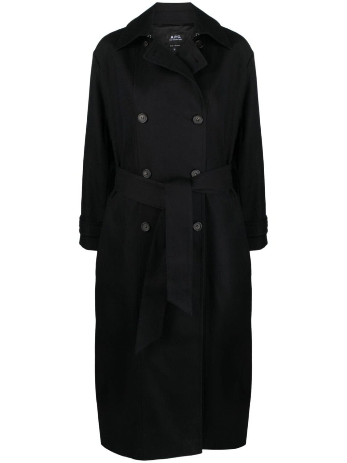 

A.P.C. двубортный твиловый тренч, черный