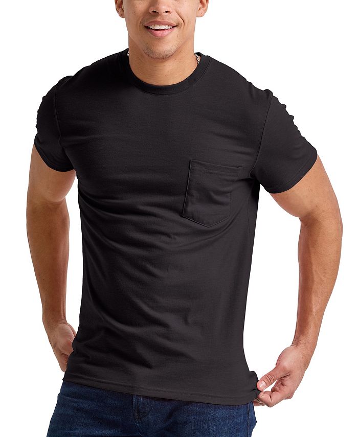 цена Мужская футболка Originals Tri-Blend с короткими рукавами и карманами Hanes, черный