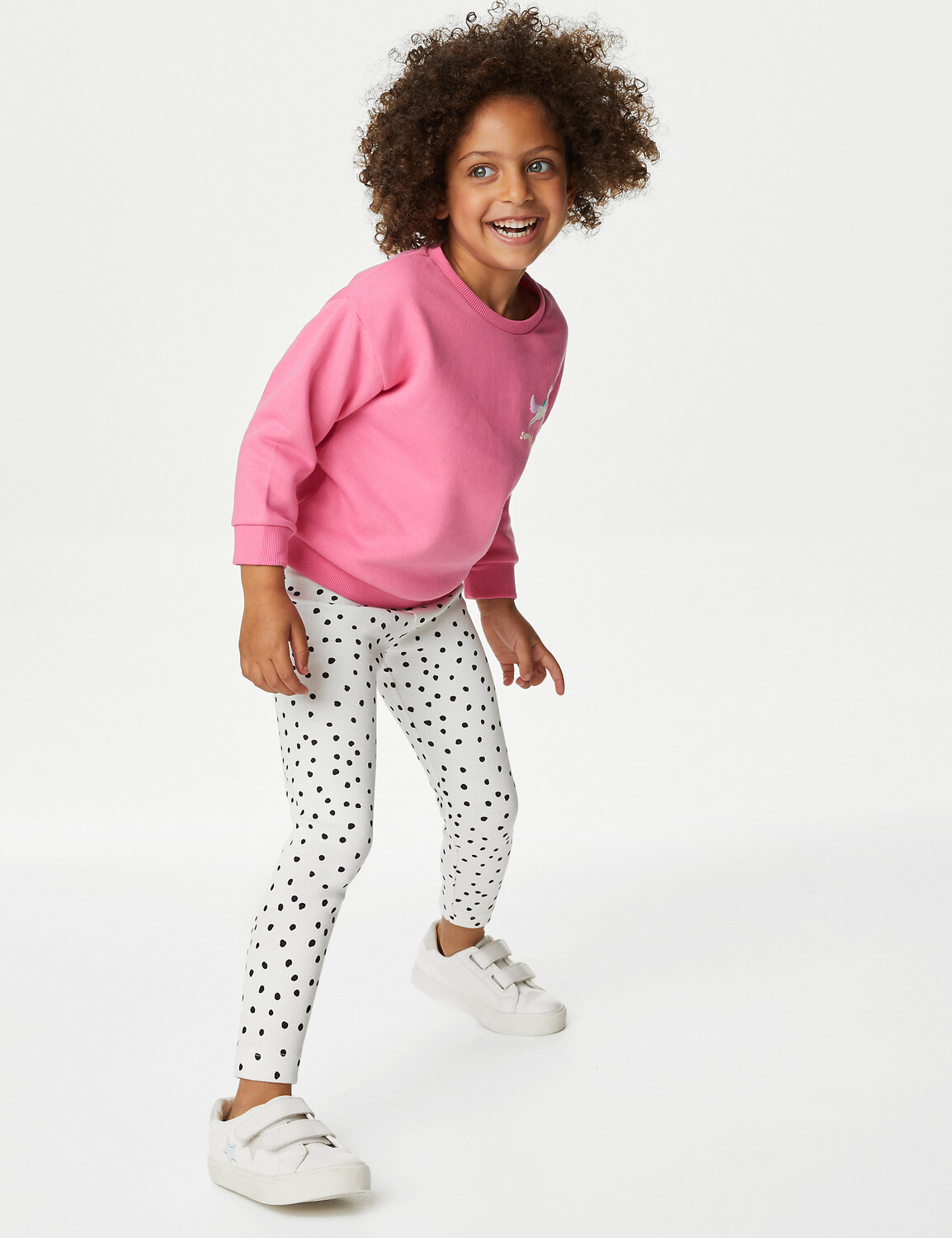 

Леггинсы из хлопка с пятнышками (2–8 лет) Marks & Spencer, белый