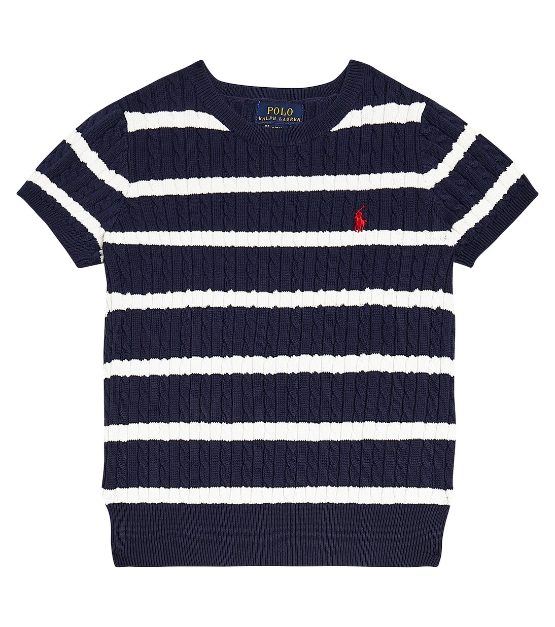

Полосатый вязаный хлопковый топ Polo Ralph Lauren Kids, синий