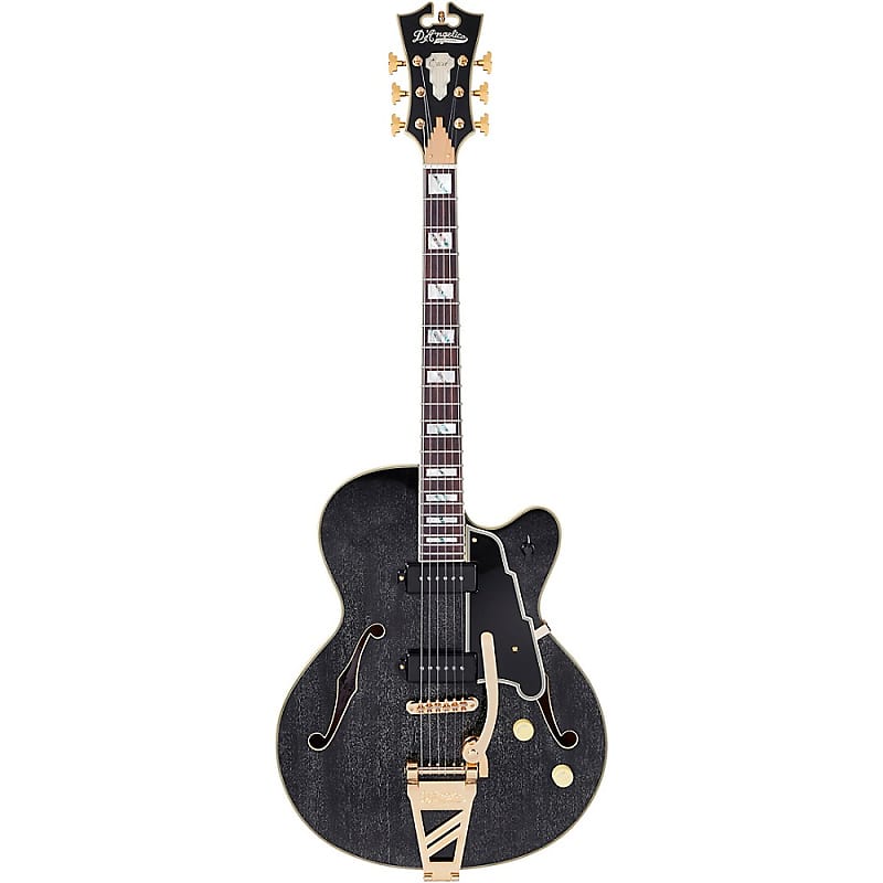 

Электрогитара D'Angelico Excel Series 59 Hollowbody Electric Guitar with USA Seymour Duncan P-90's and Shield Tremolo Black Dog