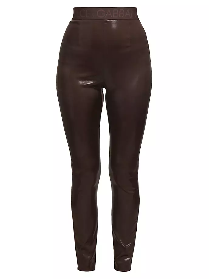 

Ламинированные брюки с высокой талией Dolce&Gabbana, цвет dark brown