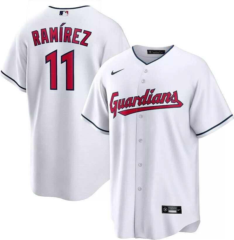 

Мужская белая майка Nike Cleveland Guardians José Ramírez #11