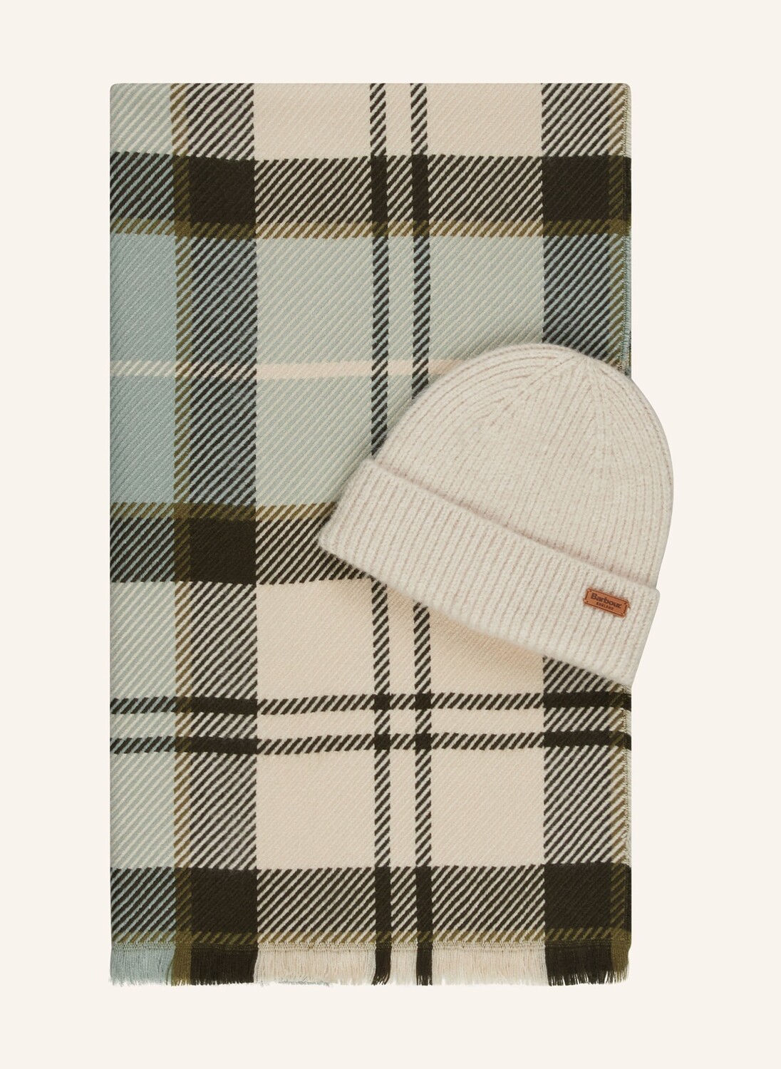 

Комплект: шарф и шапка. Barbour, экрю