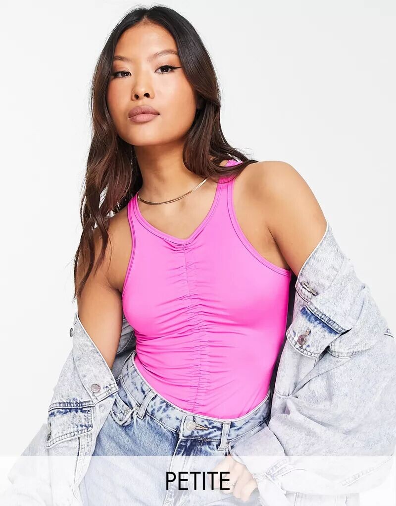 

Розовое боди со сборками в стиле 90-х Miss Selfridge Petite