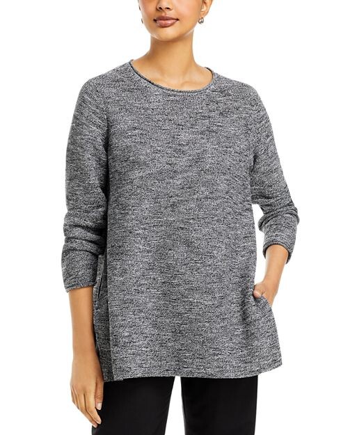 

Топ-туника из хлопка мелованной вязки Eileen Fisher, цвет Black