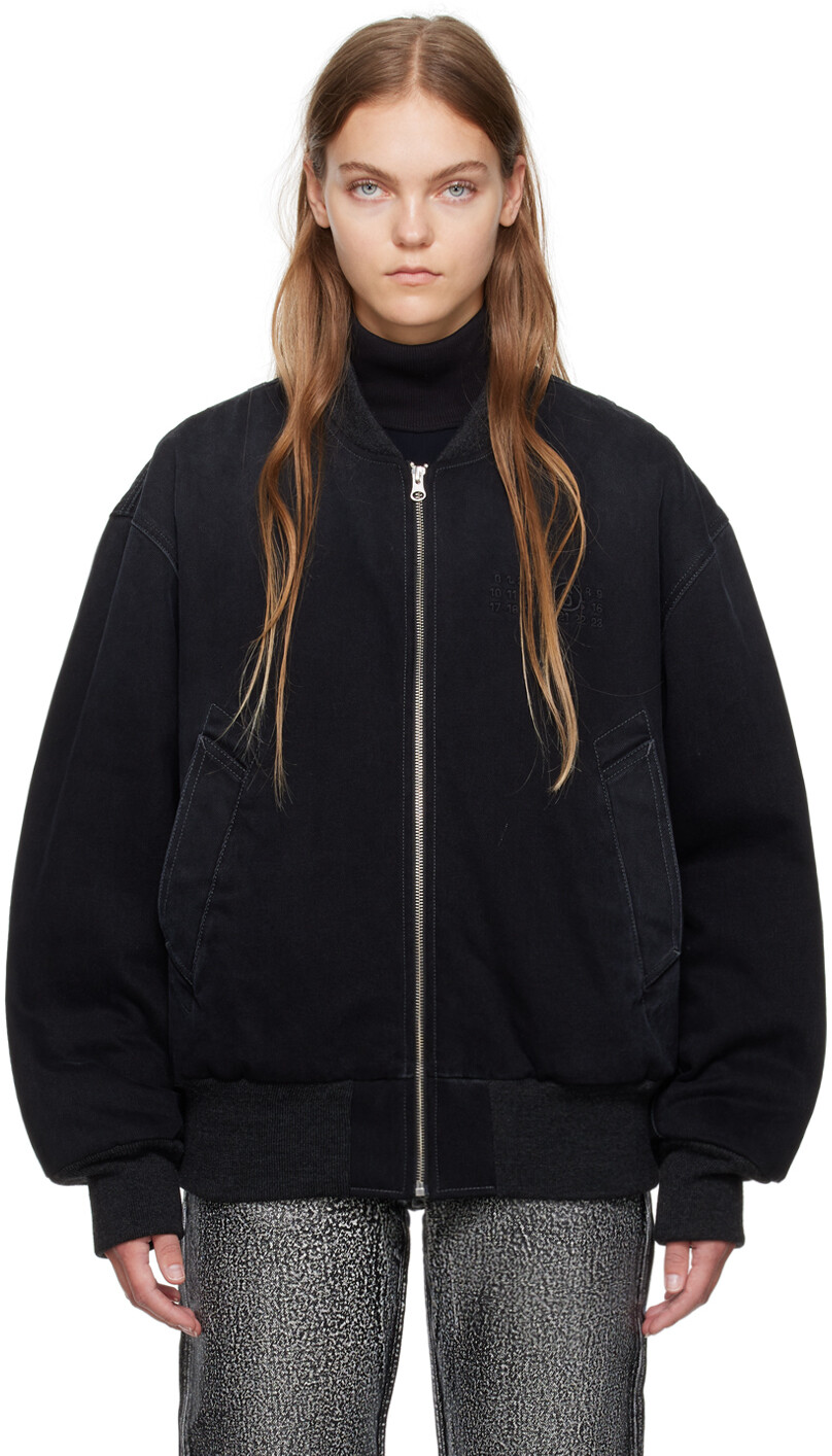 

Черный джинсовый бомбер на молнии MM6 Maison Margiela