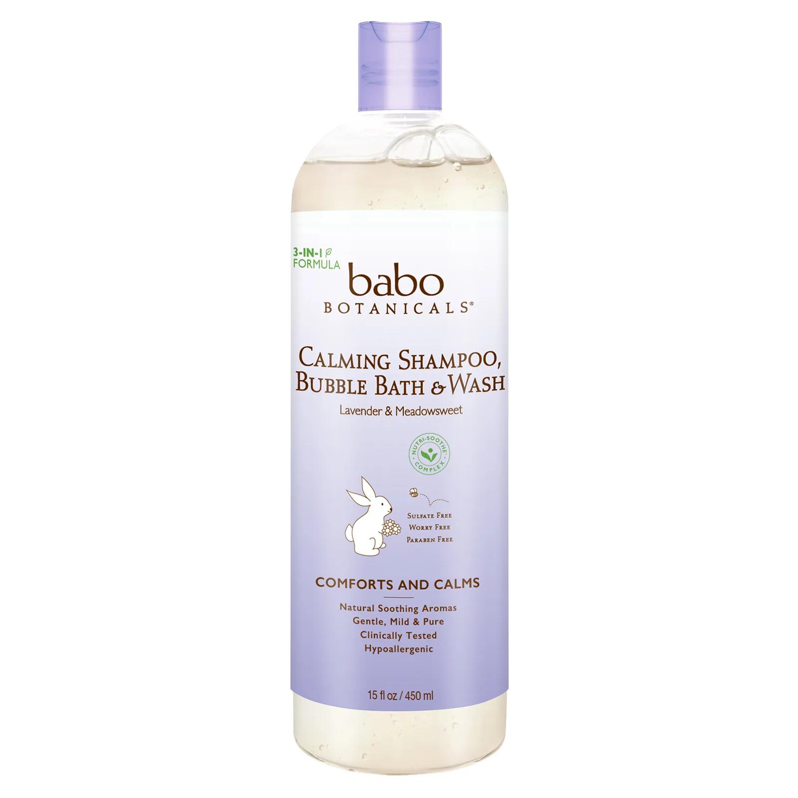 цена Babo Botanicals 3-в-1 успокаивающий шампунь пена для ванны и гель для душа с расслабляющим ароматом лаванды и таволги 400 мл