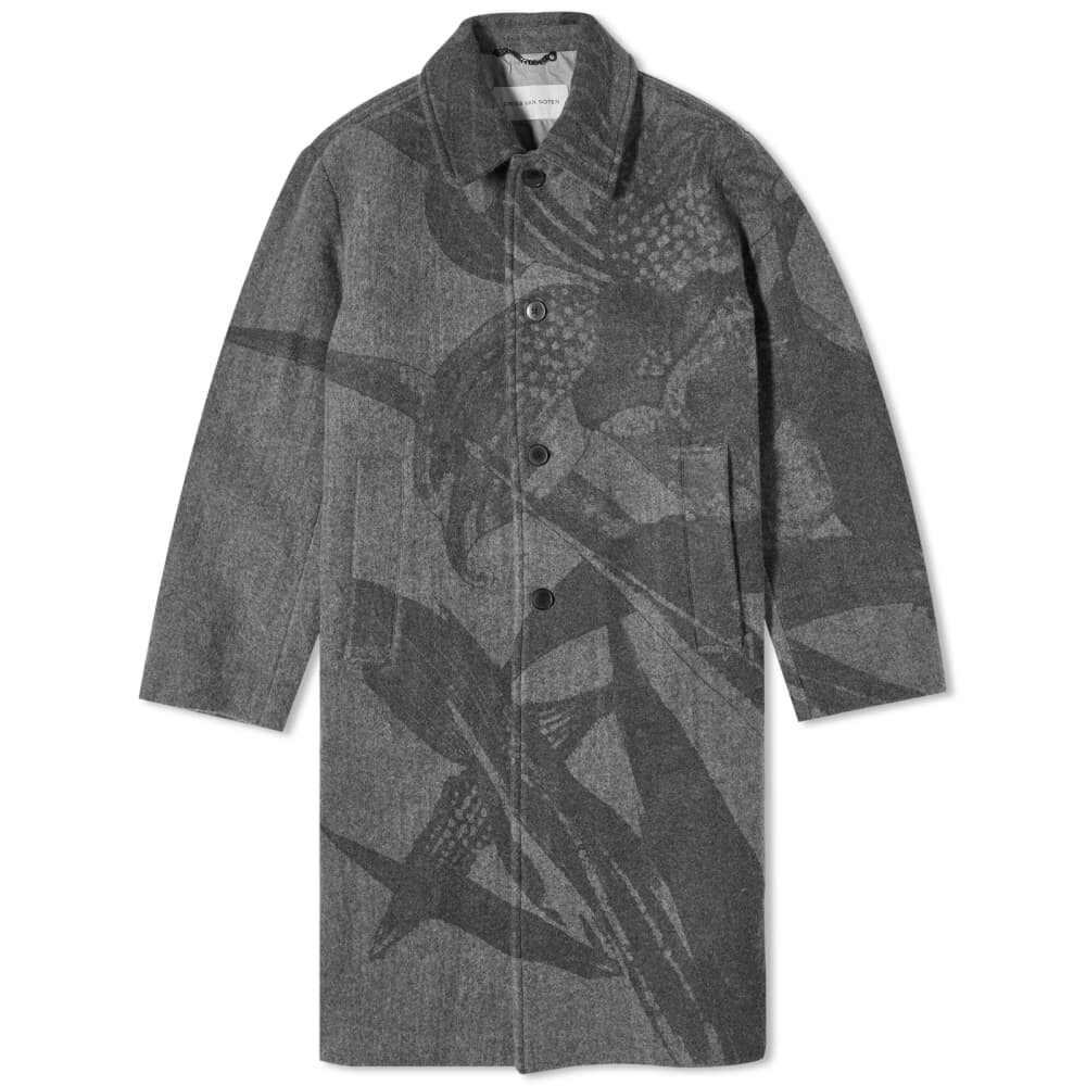 

Шерстяное пальто с узором Dries Van Noten Rankle, серый