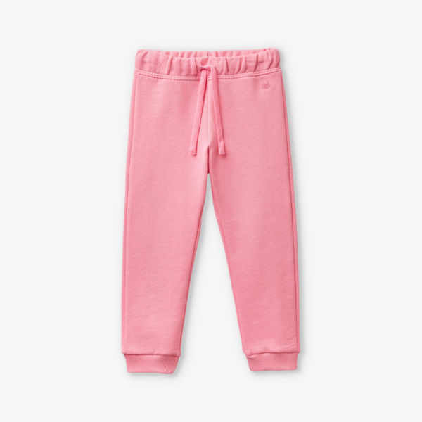 Спортивные штаны из органического хлопка с эластичной талией и вышивкой на талии 18 месяцев – 6 лет Benetton, розовый штаны светлые на 6 9 месяцев