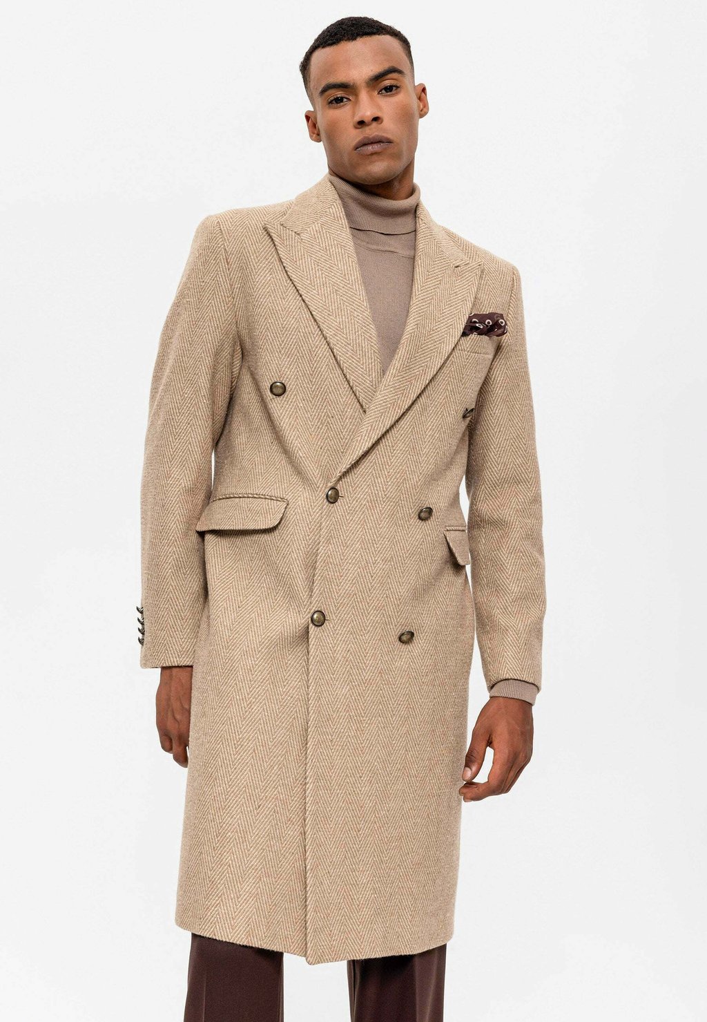 Пальто классическое Herringbone Antioch, бежевый классическое пальто herringbone antioch коричневый