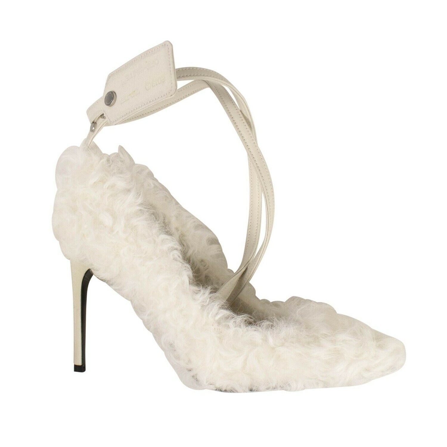 

Белые меховые туфли на каблуке с завязкой на молнии Off-White, белый