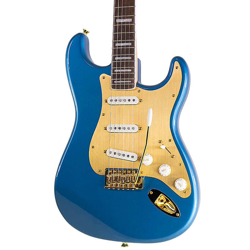 

Электрогитара Brand New Squier 40th Anniversary Gold Edition Stratocaster Lake Placid Blue w/Gold Anodized Pickguard